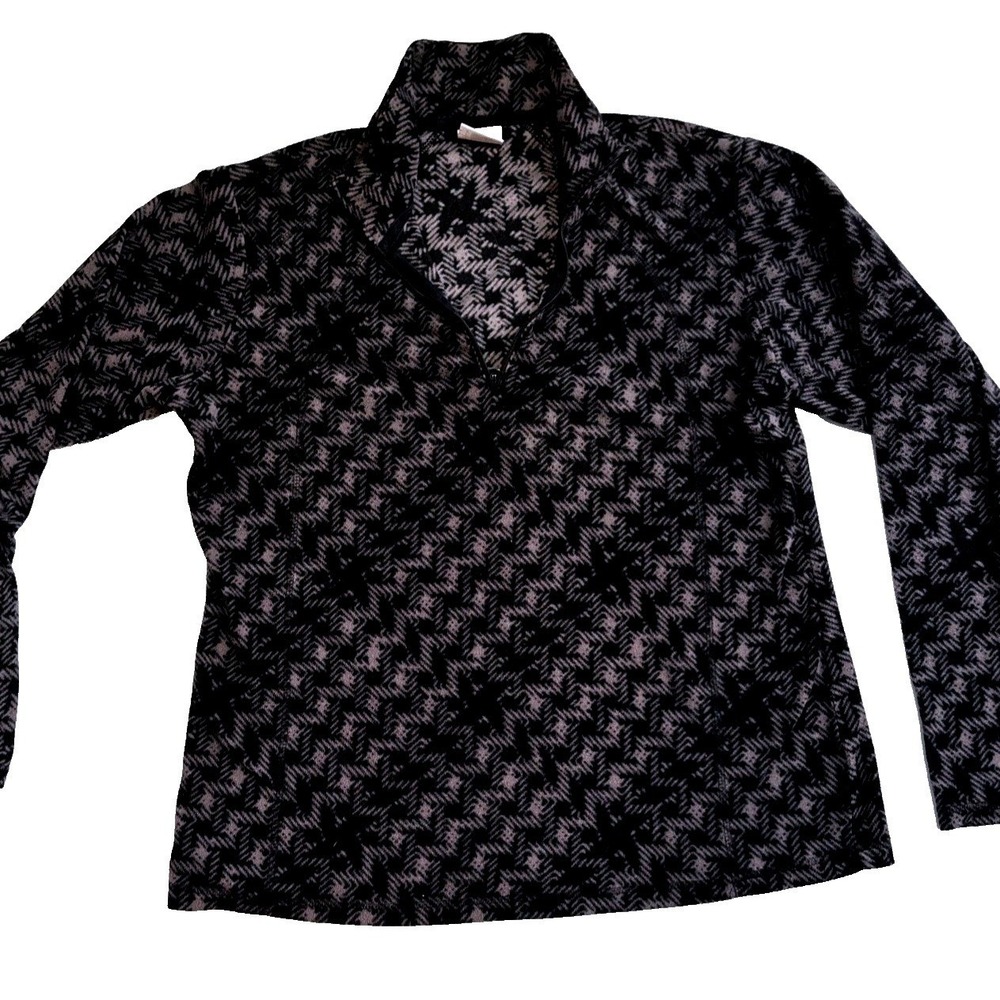 Columbia‎ Sportswear Company Fleece Pullover Jacket Black Gray Pattern Size L